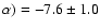 $\alpha) = -7.6\pm1.0$