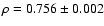 $\rho = 0.756\pm 0.002$