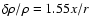 $\delta \rho/\rho = 1.55 x/r$