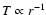 $T \propto r^{-1}$