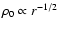 $\rho _0 \propto r^{-1/2}$