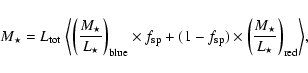 \begin{displaymath}M_{\star} = L_{\rm tot} \;\bigg < \bigg ({\frac{M_{\star}}{L_...
...mes{\bigg(\frac{M_{\star}}{L_{\star}}\bigg)}_{\rm red} \bigg>,
\end{displaymath}