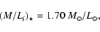 \begin{displaymath}(M/L_{i})_{\star}=1.70 ~ M_{\odot}/L_{\odot},
\end{displaymath}