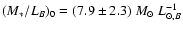 $(M_{*}/L_{B})_{0} = (7.9 \pm 2.3)~M_{\odot}~L_{\odot,B}^{-1}$