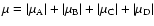 $\mu = \vert\mu_{{\rm A}}\vert + \vert\mu_{{\rm B}}\vert + \vert\mu_{{\rm C}}\vert + \vert\mu_{{\rm D}}\vert$
