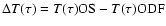 $\Delta T(\tau ) = T(\tau ) {\rm OS}-T(\tau ) {\rm ODF}$