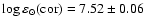 $\log\varepsilon_\odot({\rm cor}) = 7.52 \pm 0.06$