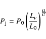 \begin{displaymath}P_{\rm j}=P_0 \left (\frac{L_\nu}{L_0}\right)^{\frac{12}{17}}
\end{displaymath}