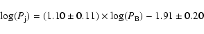 \begin{displaymath}\log(P_{\rm j}) = (1.10 \pm 0.11) \times \log(P_{\rm B}) - 1.91 \pm 0.20
\end{displaymath}