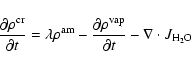 \begin{displaymath}
\frac{\partial\rho^{\rm {cr}}}{\partial t}=\lambda\rho^{\rm ...
...rtial\rho^{\rm {vap}}}{\partial t} -\nabla\cdot J_{\rm {H_2O}}
\end{displaymath}
