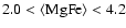$2.0<
\langle{\rm MgFe}\rangle <4.2$