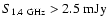 $S_{1.4~{\rm GHz}}>2.5~{\rm mJy}$