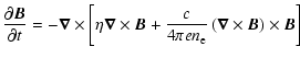 $\displaystyle \frac{\partial \vec{B}}{\partial t} = -
\vec{\nabla} \times \left...
... e n_{\rm e}} \left( \vec{\nabla} \times \vec{B} \right) \times \vec{B} \right]$