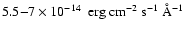 $ 5.5{-}7\times 10^{-14}~\rm\ erg~cm^{-2}~s^{-1}~\AA^{-1}$