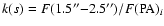 $k(s)=F(1.5''{-}2.5'')/F({\rm PA})_i$