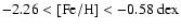 $-2.26< {\rm [Fe/H]}<-0.58 \;{\rm dex}$