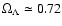 $\Omega_{\Lambda}\simeq 0.72$