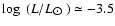 $\log~(L/L_{\hbox{$\odot$ }})\simeq-3.5$