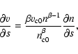 \begin{displaymath}\frac{\partial v}{\partial s} = \frac{\beta v_{\rm c0} n^{\beta-1}}{n_{\rm c0}^\beta} \frac{\partial n}{\partial s},
\end{displaymath}