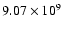 $ 9.07 \times 10^{9} $