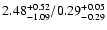 $\rm 2.48^{+0.52}_{-1.09}/0.29^{+0.05}_{-0.29}$
