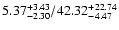 $\rm 5.37^{+3.43}_{-2.30}/42.32^{+22.74}_{-4.47}$