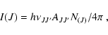\begin{displaymath}I(J)=h\nu_{JJ'} A_{JJ'} N_{(J)}/4\pi~,
\end{displaymath}