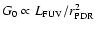 $G_0\propto L_{\rm FUV}/r_{\rm PDR}^2$