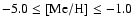 $-5.0\le\rm [Me/H]\le -1.0$