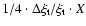 $1/4\cdot\Delta \xi_{\rm t}/\xi_{\rm t}\cdot X$