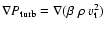 $\nabla P_{\rm turb} = \nabla (\beta~ \rho~ v_{\rm t}^2)$