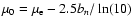 $\mu_0=\mu_{{\rm e}} - 2.5b_n/\ln(10)$