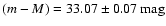 $(m-M)=33.07 \pm 0.07~{\rm mag}$