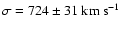 $\sigma = 724\pm 31~{\rm km~s^{-1}}$