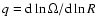 $q={\rm d}\ln\Omega/{\rm d}\ln R$