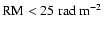 ${\rm RM} < 25\ {\rm rad\ m^{-2}}$