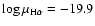$\log
\mu_{\rm H\alpha} = -19.9$