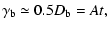 $\displaystyle \gamma_{\rm b}\simeq 0.5D_{\rm b} = A t,$