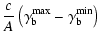 $\displaystyle {{c}\over{A}}
\left(\gamma_{\rm b}^{\rm max} - \gamma_{\rm b}^{\rm min}\right)$