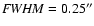 ${\it FWHM }=0.25^{\prime\prime}$