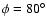 $\phi=80^{\circ}$
