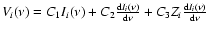 $V_i(\nu) =
C_1I_i(\nu) + C_2\frac{{\rm d}I_i(\nu)}{{\rm d}\nu} + C_3 Z_i
\frac{{\rm d}I_i(\nu)}{{\rm d}\nu}$