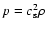 $p = c_{\rm s}^2\rho$