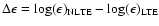 $\Delta \epsilon=\log(\epsilon)_{\rm NLTE}-\log(\epsilon)_{\rm LTE}$