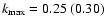 $k_{\rm max}=0.25~ (0.30)$