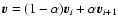 $\vec{v}=(1-\alpha)\vec{v}_i+\alpha\vec{v}_{i+1}$