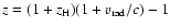 $z=(1+z_{\rm H})(1+{v_{\rm rad}}/{c})-1$