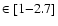 $\in [1{-}2.7]$