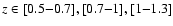 $z\in[0.5{-}0.7],
[0.7{-}1], [1{-}1.3]$