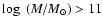 $\log~(M/M_{\odot}) >{11}$